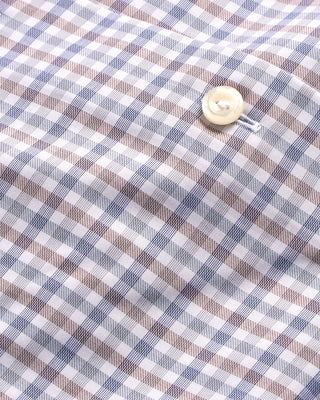 Eton Three Colour Check Contemporary Shirt Brown  Blue 5 4005