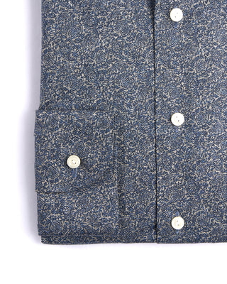 Eton Slim Fit Tonal Ornamental Print Shirt Navy 2 4278