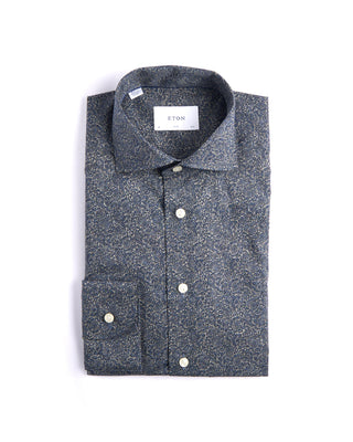 Eton Slim Fit Tonal Ornamental Print Shirt Navy 6 4280