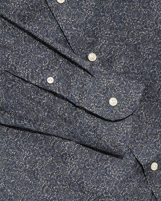 Eton Slim Fit Tonal Ornamental Print Shirt Navy 8 4784
