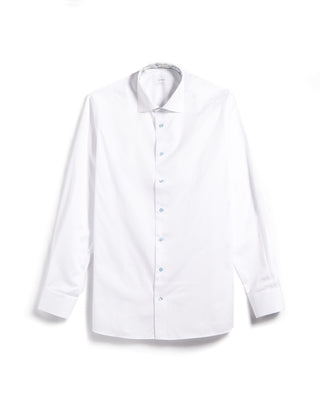 Eton Solid Signature Twill Contemporary Shirt With Floral Trim White 2 6200
