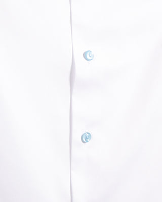 Eton Solid Signature Twill Contemporary Shirt With Floral Trim White 6201