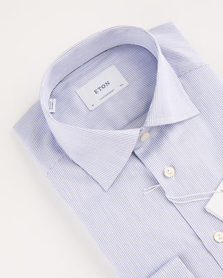 Eton Contemporary Cutaway Fine Striped Twill Shirt Blue 1 2006