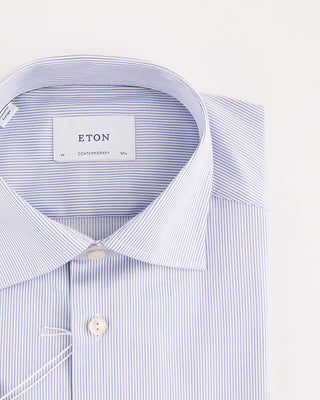 Eton Contemporary Cutaway Fine Striped Twill Shirt Blue 3 2004