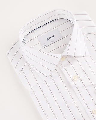 Eton Chestnut Pin Striped Slim Fit White Twill Shirt White 2 2018