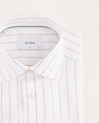 Eton Chestnut Pin Striped Slim Fit White Twill Shirt White 4 2016