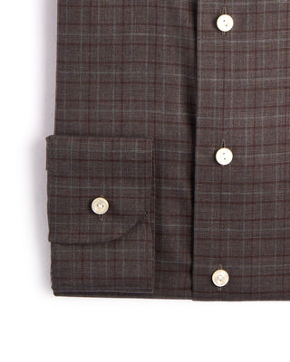 Eton Check Flannel Shirt Slim Fit Brown 3890