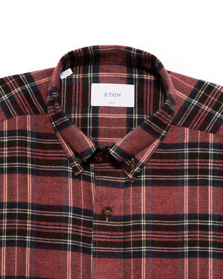 Eton Plaid Flannel Casual Fit Shirt Terracotta 6 4723