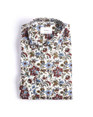 Eton Floral Print Twill Contemporary Shirt Multi 3 4289