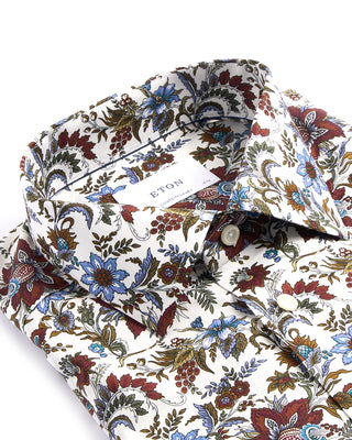 Eton Floral Print Twill Contemporary Shirt Multi 4131
