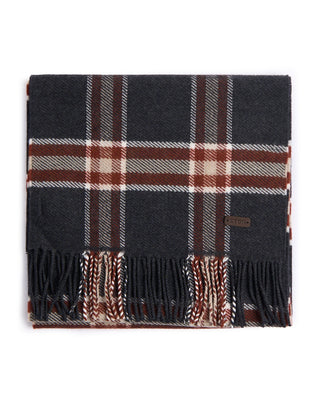 Eton Dark Grey Plaid Merino Wool Scarf Charcoal 1 4492