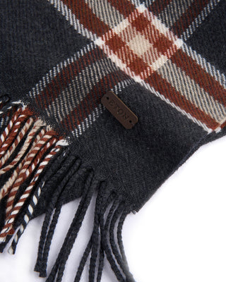Eton Dark Grey Plaid Merino Wool Scarf Charcoal 2 4499