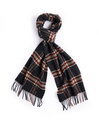 Eton Dark Grey Plaid Merino Wool Scarf Charcoal 5 4493