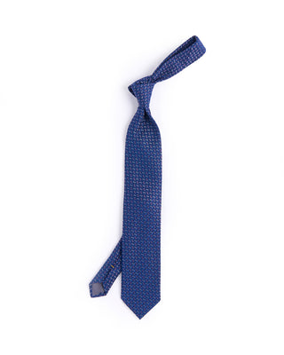 Eton Dark Blue Geometric Woven Silk Tie Blue 1 4628