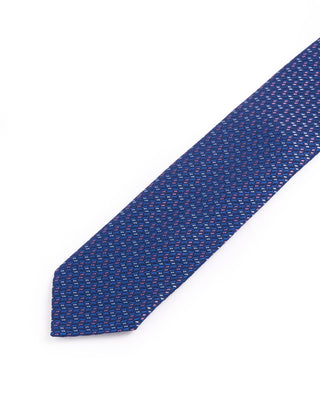 Eton Dark Blue Geometric Woven Silk Tie Blue 1 4663