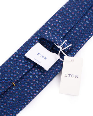 Eton Dark Blue Geometric Woven Silk Tie Blue 4662