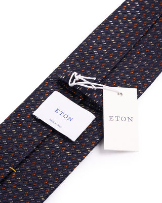 Eton Navy Blue Geometric Woven Silk Tie Navy 1 4649