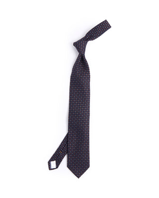 Eton Navy Blue Geometric Woven Silk Tie Navy 4608
