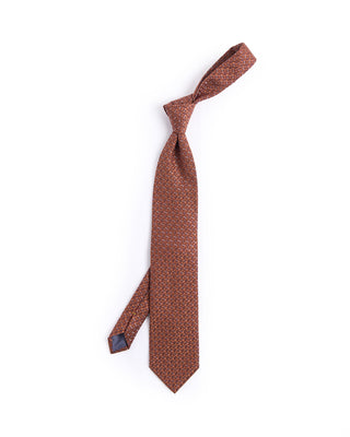 Eton Orange Geometric Woven Silk Tie Orange 4632
