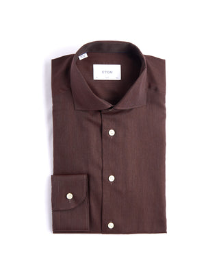 Eton Solid Signature Flannel Shirt Wide Spread Rounded Collar Slim Fit Burgundy 3 4252