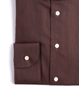 Eton Solid Signature Flannel Shirt Wide Spread Rounded Collar Slim Fit Burgundy 4 4253