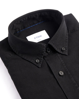 Eton Dark Wash Denim Contemporary Shirt Black 20 3976