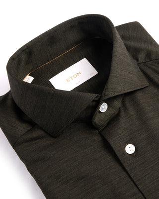 Eton Dark Green Merino Slim Jersey Shirt Green 2 3992