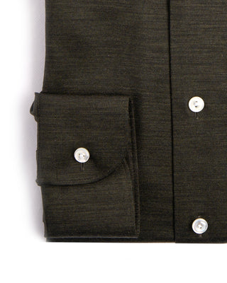 Eton Dark Green Merino Slim Jersey Shirt Green 3881