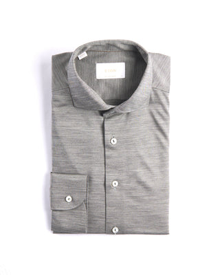 Eton Grey Merino Jersey Contemporary Shirt Grey 4 4275