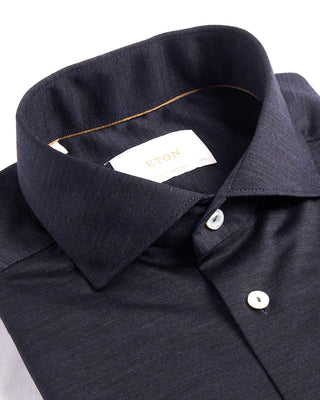 Eton Navy Blue Merino Jersey Contemporary Shirt Navy 3982