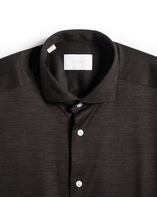 Eton Brown Merino Jersey Contemporary Shirt Brown 1 6207