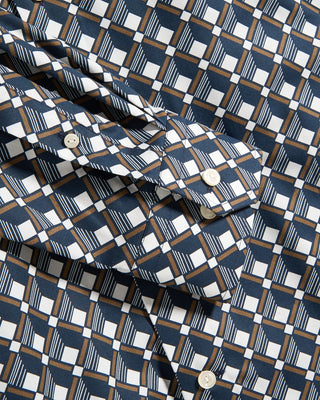 Eton Geometric Print Cotton Lyocell Contemporary Fit Shirt Navy 8 11030
