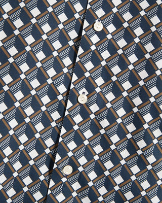Eton Geometric Print Cotton Lyocell Contemporary Fit Shirt Navy 9 11031