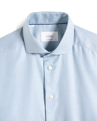 Eton Semi Solid Dobby Contemporary Shirt Teal 14 10582