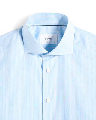 Eton Striped Melange Fine Twill Slim Shirt Light Blue 5 10598