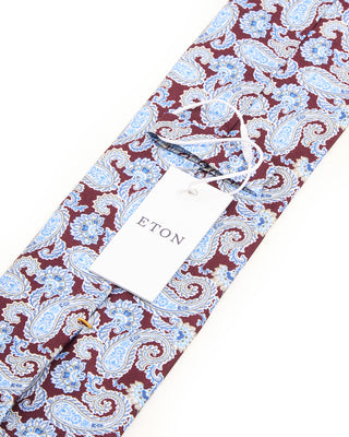 Eton Paisley Printed Silk Tie Dark Red 3 10224