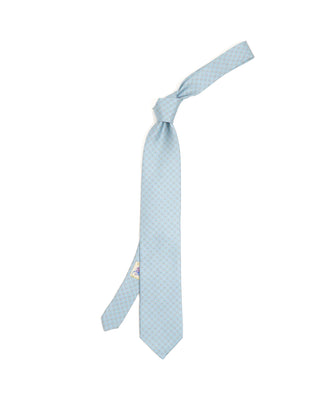 Eton Medallion Printed Silk Tie Light Blue 10176
