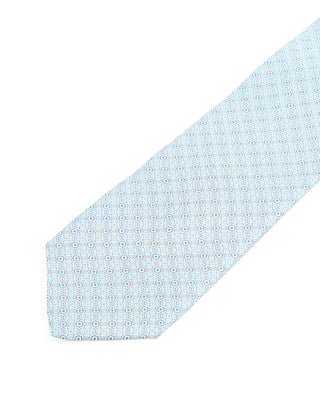 Eton Medallion Printed Silk Tie Light Blue 1 10314