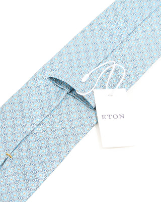 Eton Medallion Printed Silk Tie Light Blue 2 10315