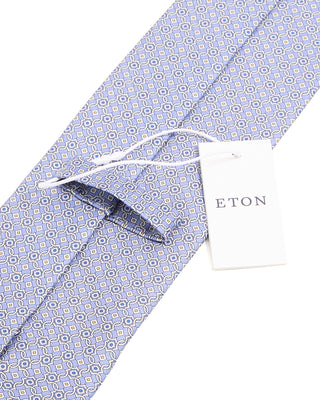Eton Medallion Printed Silk Tie Mid Purple 2 10240