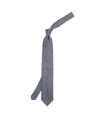 Eton Geometrical Woven Silk Tie Navy Blue 10208