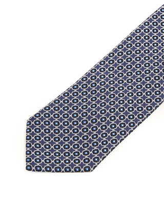 Eton Geometrical Woven Silk Tie Navy Blue 1 10237