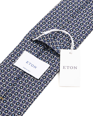 Eton Geometrical Woven Silk Tie Navy Blue 2 10238