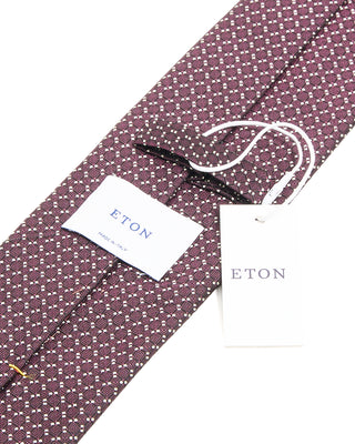 Eton Micro Dot Woven Silk Tie Dark Red 1 10308
