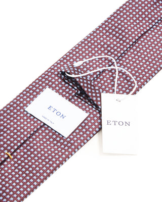 Eton Dot Woven Silk Tie Dark Red 10288