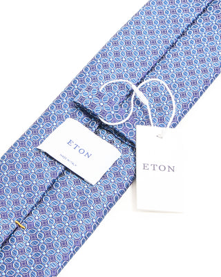 Eton Medallion Woven Silk Tie Navy Blue 2 10299