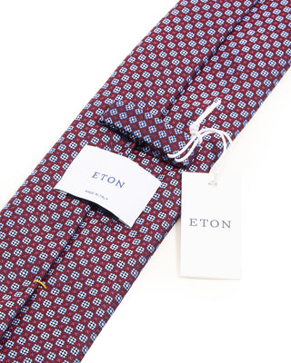Eton Micro Floral Woven Silk Tie Dark Red 2 10232