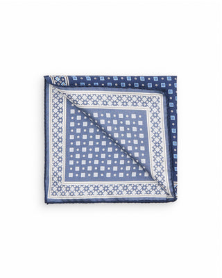 Eton Medallion Floral Silk Twill Pocket Square Navy Blue 4 10131