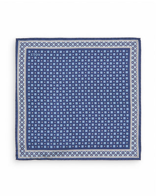 Eton Medallion Floral Silk Twill Pocket Square Navy Blue 5 10161