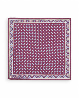 Eton Medallion Floral Silk Twill Pocket Square Dark Red 2 10148